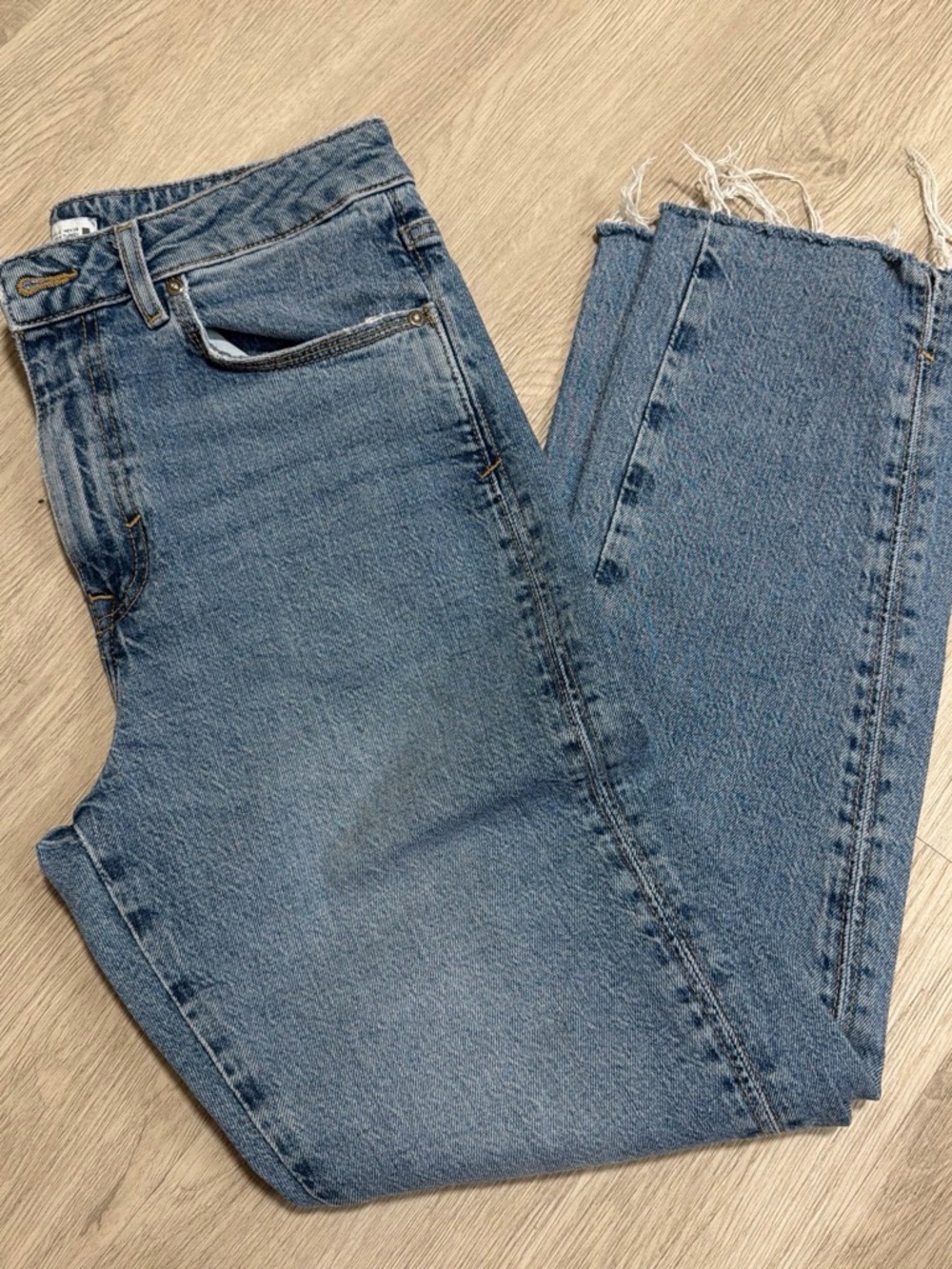Zara Classic High-Waist Straight Leg Blue Denim Jeans size 6